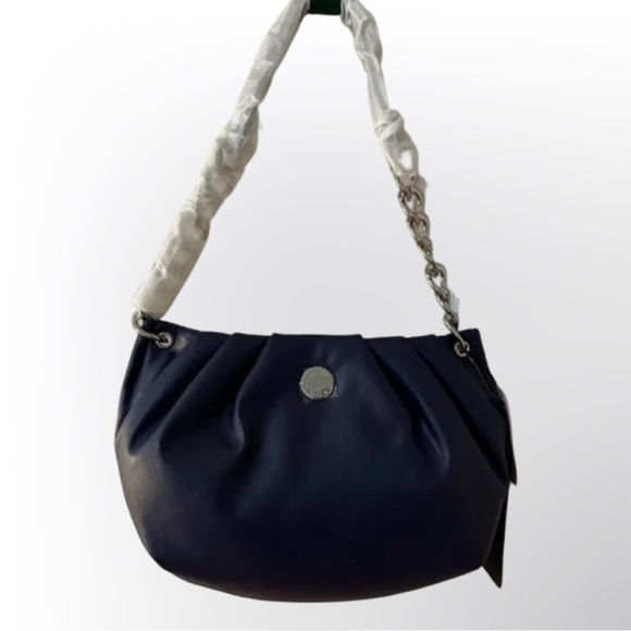 Kendall+Kylie Navy Blue Slouch Purse Silver Link Strap NWT - Picture 14 of 14